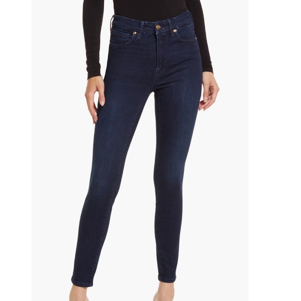 Good American Good Legs High Rise Skinny Jeans (Dark Blue Wash) (Size 6/28)